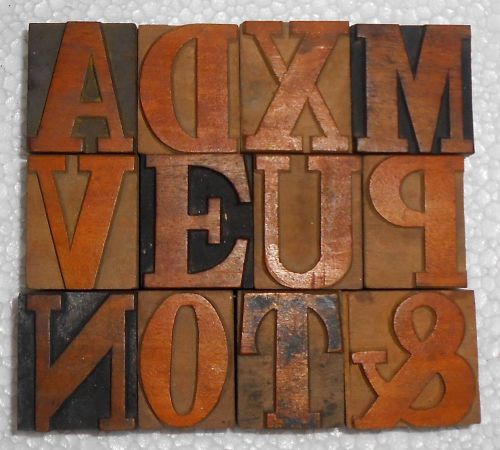 Antique Letterpres Wood Type Printers Blocks Lot Of12 Typography Collection m363