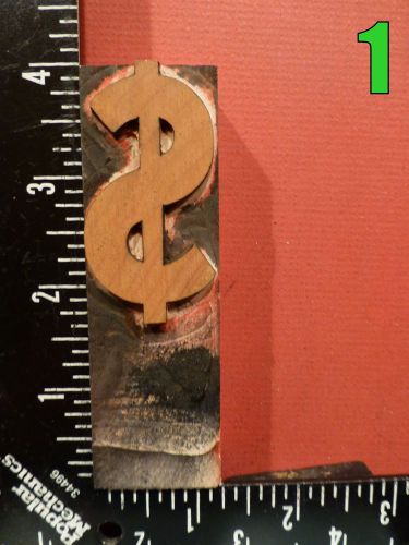 Wood Type Number CHOICE: $ Dollar Sign, ? Cent Sign, 7 7 8 - 4&#034; Printers Block