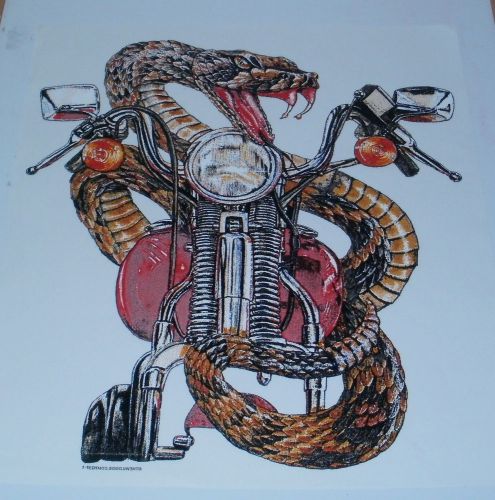 SERPENT FANGS MOTORCYCLE IRON ON PRINT T-SHIRT HEAT TRANSFER NEW