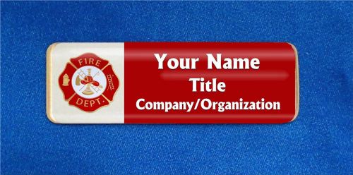 Firefighter Custom Personalized Name Tag Badge ID Fire Dept Fireman Seal Gold
