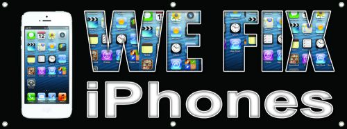 60in X 24in WE FIX IPHONES Banner Cell Phone Repair Store Signs Multi Color New