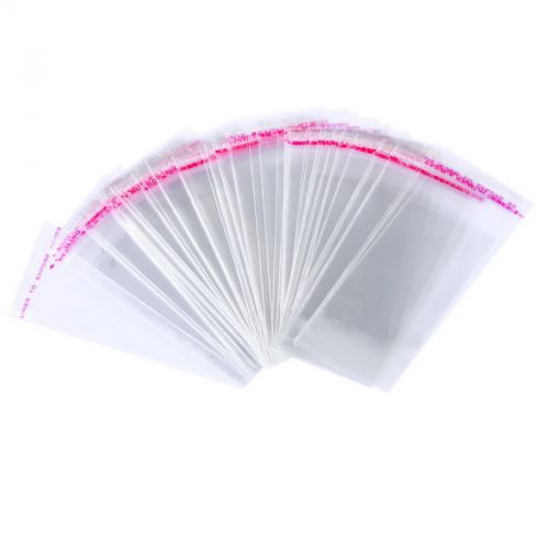 200 clear self adhesive seal plastic bags 10x4cm usable space 8x4cm for sale