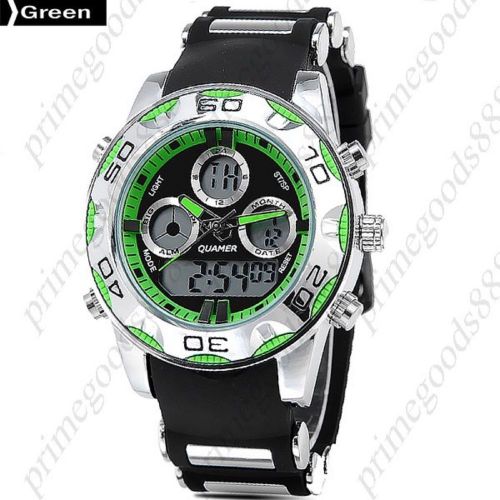Waterproof Analog Digital Quartz Alarm Stopwatch Date Men&#039;s Wristwatch Green