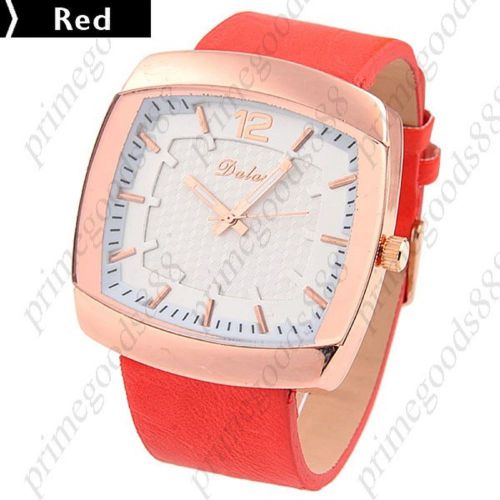 Square Synthetic Leather Lady Ladies Wrist Quartz Wristwatch Women&#039;s Red