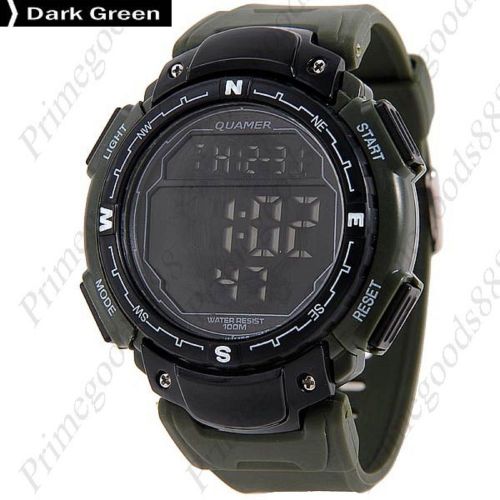 Silica gel lcd digital sports wrist men&#039;s wristwatch free shipping dark green for sale