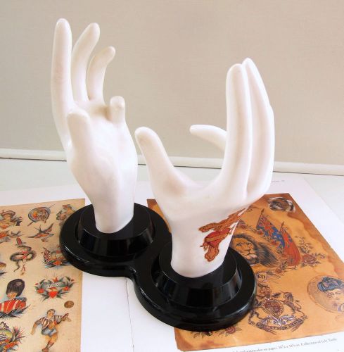 Vintage Double Mannequin Display TV Hands w Added Tattoos © 1990 E &amp; B Giftware