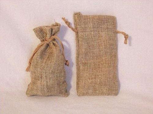 Lot OF12 Burlap Natural Color Drawstring Pouch Gift Bags