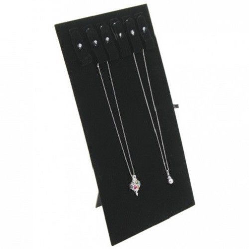 New Black Velvet Chains Jewelry Display Easel w/ Snaps 14&#034;H