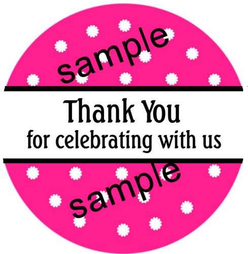 PINK AND WHITE POLKA DOTS  THANK YOU  STICKER LABELS