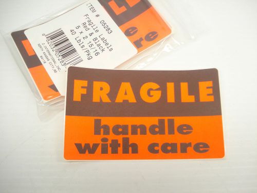 40 PACK- FRAGILE HANDLE WITH CARE 3X5 5X3 STICKER