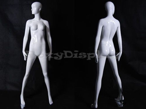 Female Fiberglass Glossy White Mannequin Eye Catching Abstract Style #MD-XD02W