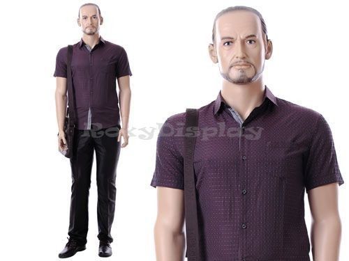 Fiberglass realistic male mannequin with molded hair mid-age looking #mz-mik04 for sale