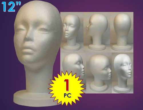 WIG FEMALE STYROFOAM HEAD FOAM MANNEQUIN DISPLAY 12&#034;(1PC)