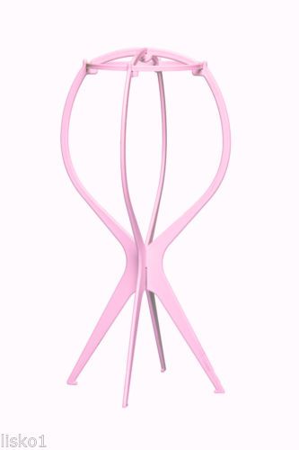 Plastic foldable sport cap/wig or womens display  hat  stand_ pink 14&#034; x 7&#034; for sale