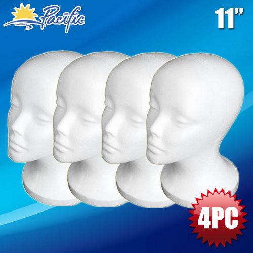 Female styrofoam foam mannequin manikin head wig display hat glasses 11&#034; 4pc for sale