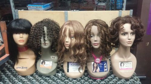 Lot of 5 Mannequin Heads with Hair. 3 are Human Hair 2 are Synthetic