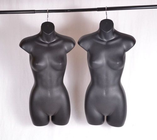 Set of 2 Black Female Hollow Hanging Mannequin Dress Body Half Form Torso