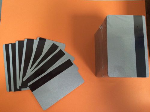 50 Silver PVC Cards-HiCo Mag Stripe 3 Track - CR80 .30 Mil for ID Printers