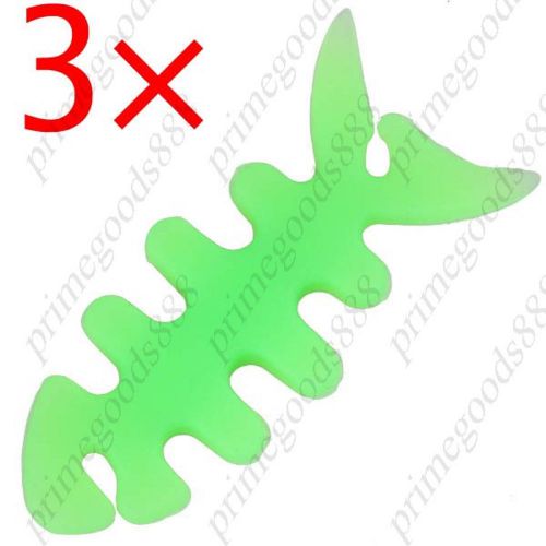 3 x Green Fishbone&#039;s Shape Soft Wrap Device for Earphones Cable  Free Shipping