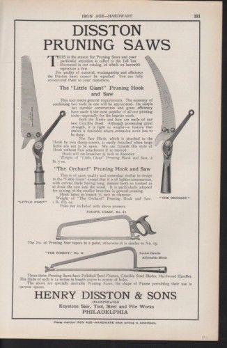 1911 HENRY DISSTON PRUNE SAW ORCHARD LITTLE GIANT BRUSH