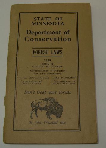 1929 MINNESOTA DEPT CONSERVATION FOREST FORESTRY LAWS FIRE PREVENTION BOOKLET