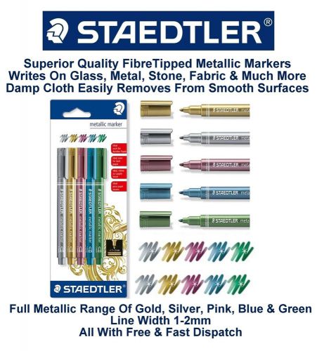 Staedtler metallic marker pens writes on glass mirror plastic stone 1 -2mm craft for sale