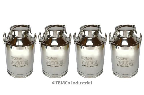 4x TEMCo 40 Liter 10.5 Gallon Stainless Steel Milk Can Wine Pail Bucket Tote Jug