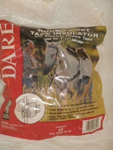 NEW Dare Round Post Tape Insulators Electric Fence #2336 / White / 25 per bag