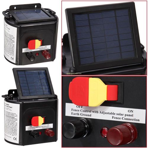 3KM SOLAR POWERED ELECTRIC FENCE CHARGER HORSES CATTLE ANIMAL ADJUSTABLE PANEL