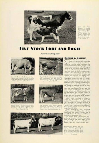 1931 print record breaking champion dairy cows cattle hood farm william col2 for sale