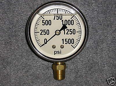 1500# liquid filled pressure gauge air water hydraulic for sale