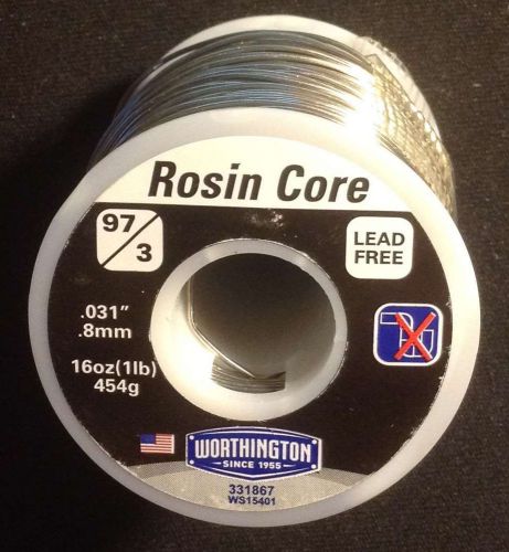 10 feet worthington lead free .031&#034;/.8mm rosin core 97/3 solder for sale