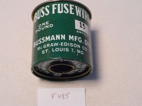 Vintage can of bussmann  mfg. div 15 amp 1 pound. buss fuse wire st louis 7 for sale
