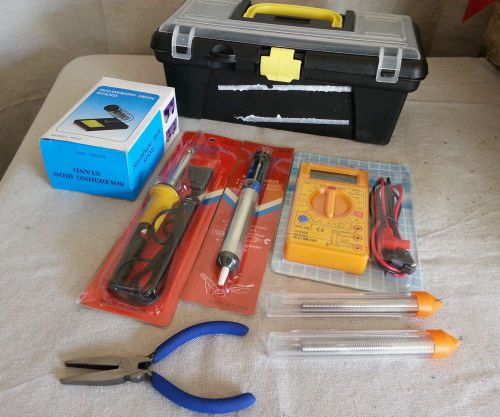 Soldering Set Kit. Iron, stand, sucker, meter, solder, pliers/cutter