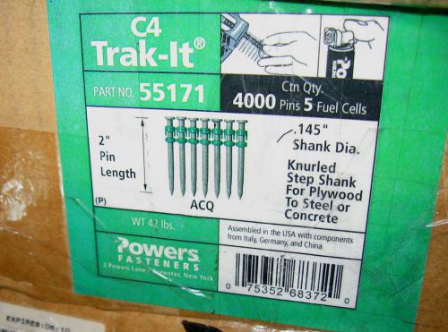 4000 Pins Powers Trak-It C4 2&#034; Knurled Step Shank for Plywood to Steel/Con 55171