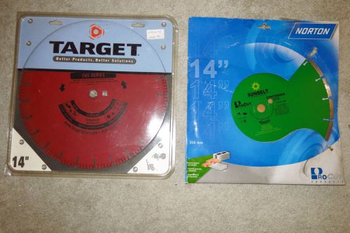 New target 14&#034; diamond blade &amp; norton 14&#034; concrete blade for hand-held for sale