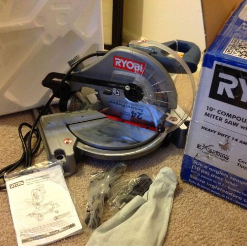 RYOBI 10&#034;COMPOUND MITER SAW WITH LASER model TS1344L DOUBLE INSULATED ,OPEN BOX