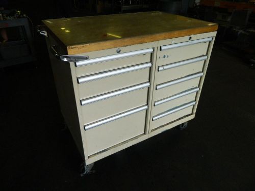 Lista 9 Drawer Roll-a-Round Storage Cabinet, 28&#034; D x 44&#034; W x 35&#034; H, Maple Top