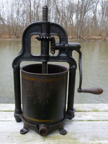 Antique National Specialty 8 qt sausage stuffer larder fruit press w/ extras