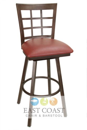 New gladiator rust powder coat window pane metal swivel bar stool w/ wine seat for sale