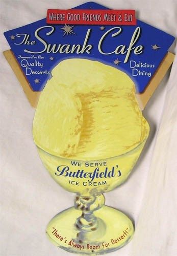 Swank Cafe Vanilla Sundae Restaurant Diner Fast Food Ice Cream Metal Sign