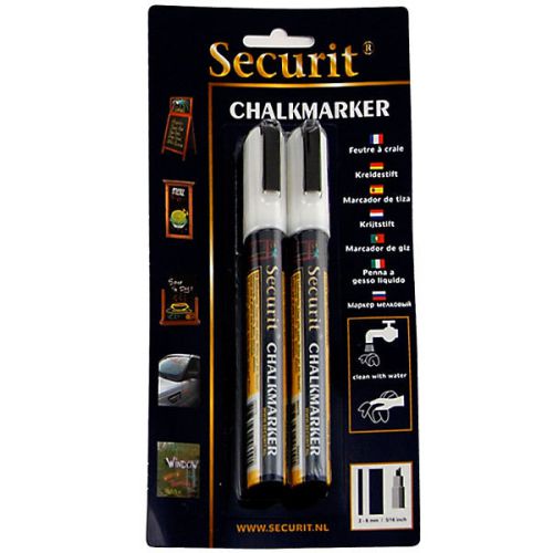 Sandwich Board White Chalk Markers - Set of 2 - Thin Tip - Glass Mirrors Plastic