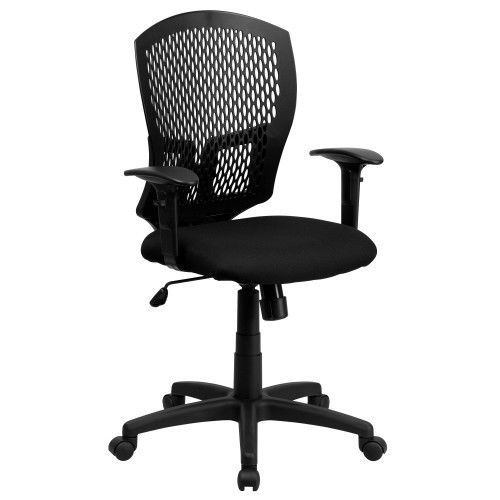 Flash Furniture WL-3958SYG-BK-A-GG Mid-Back Designer Back Task Chair with Padded