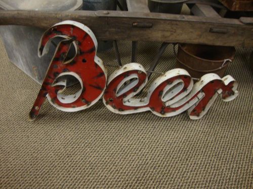 16&#034;x 31&#034; Recycled 3D Tin Metal Industrial Vintage Decor Beer Sign Rustic drilled