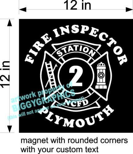 1&#039;  X 1&#039; MALTESE CROSS FIRE COMPANY CUSTOM MAGNET YOUR TEXT COLOR NEW! FREE SHIP