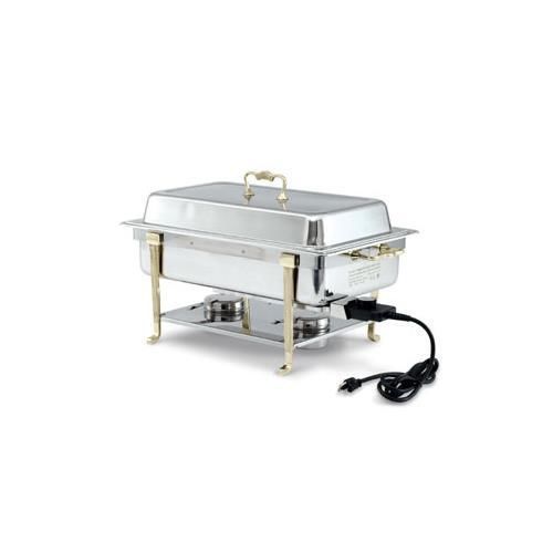 Vollrath 46045 classic design full-size brass trim oblong 9 qt. electric chafer for sale