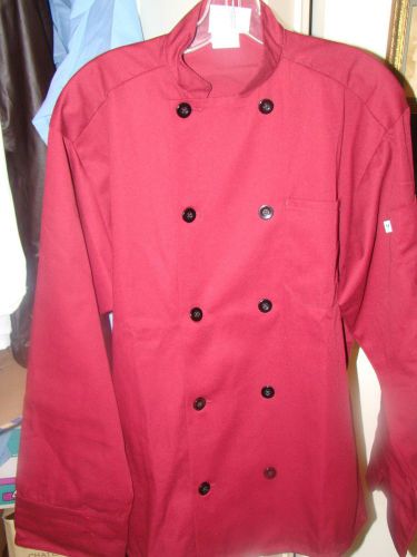Size SMALL    Burgandy  Chef Coat  with Black Plastic Buttons NEW