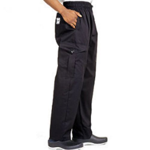 Le chef black combat unisex chef trousers size xs to 2xl free p&amp;p for sale