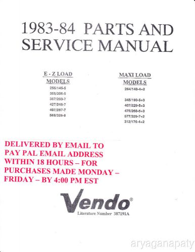 Vendo parts and service manual 255-145 (147 pages) PDF sent by email