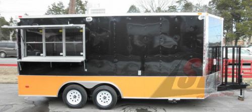Concession Trailer 8.5&#039;x17&#039; Black &amp; Yellow - BBQ Vending Event Catering